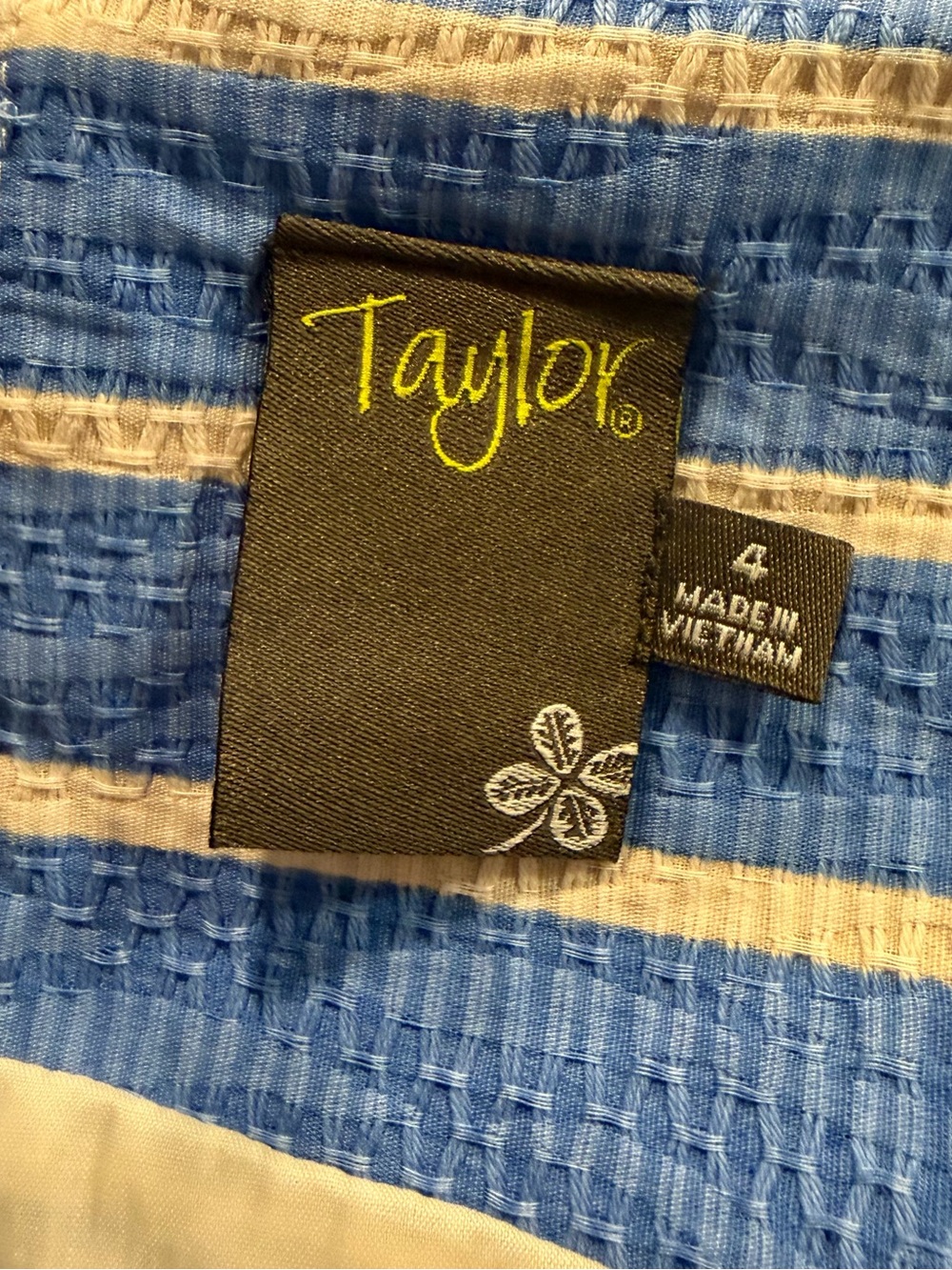 Taylor Blue and White Striped Sleeveless Midi Dress - Picture 7 of 7
